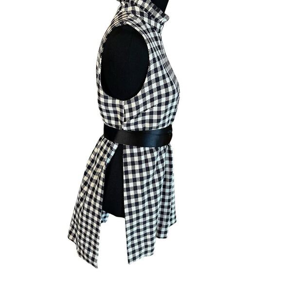 Mother of Pearl checkered tweed gingham mock neck top with side slits sz 4 - Picture 6 of 10